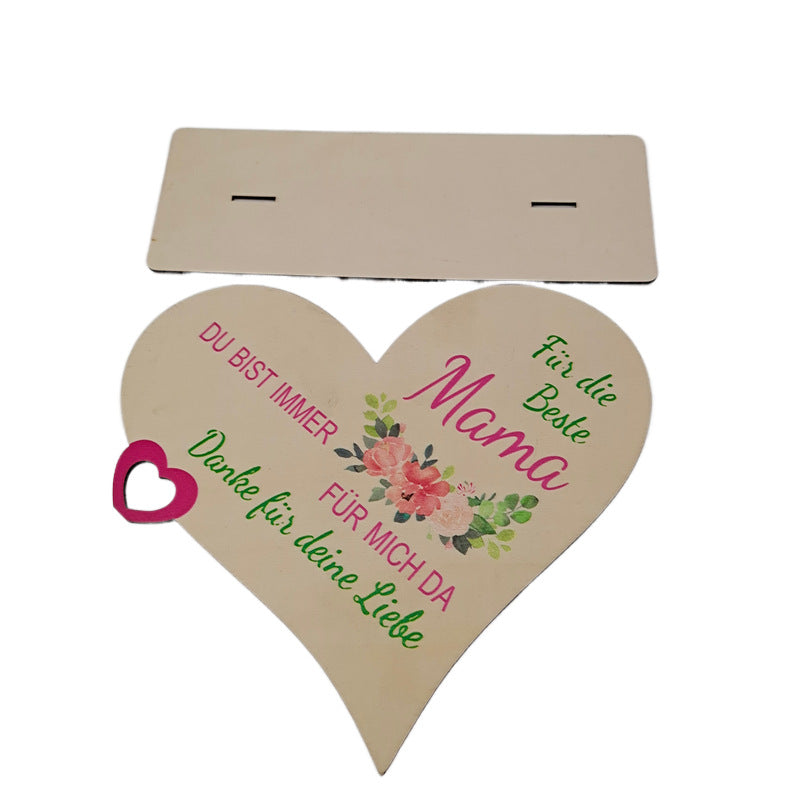 Wholesale Mother's Day Heart-shaped Wooden Ornaments